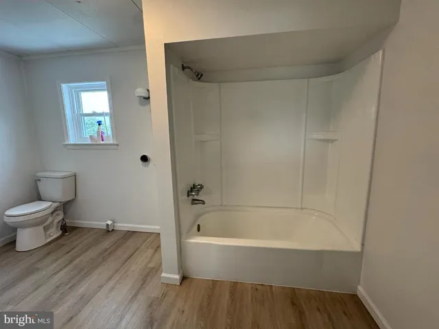 a bathroom with a toilet and a bathtub