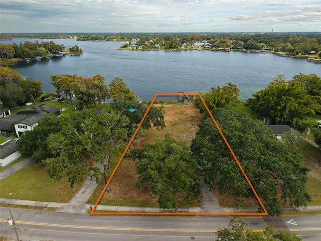 a view of a lake with a outdoor space