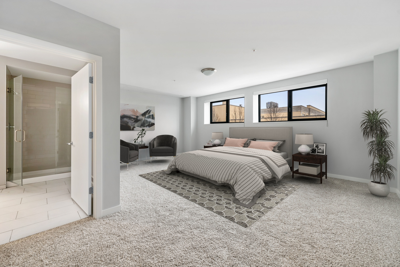 1900 West Lawrence Avenue, Unit 231 Chicago, IL 60640 - Photo 10 of 23 a spacious bedroom with a bed and a cabinets