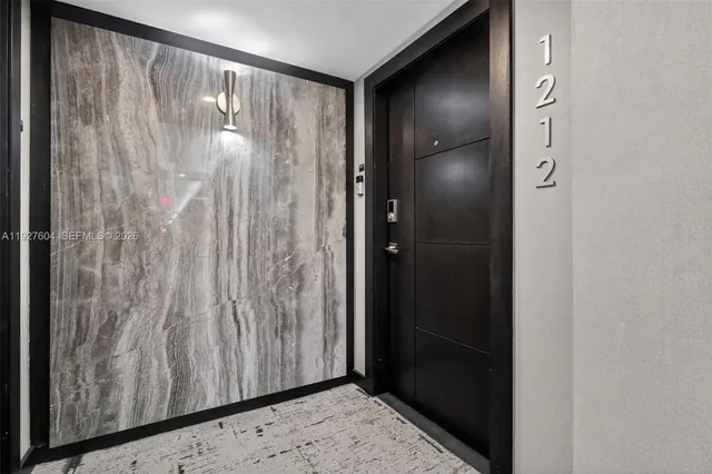 a view of wooden door