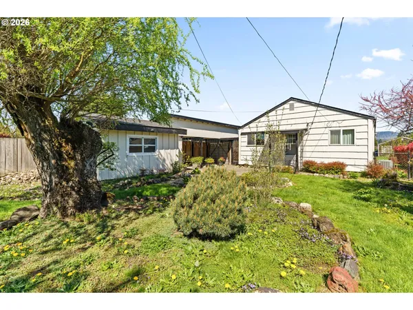 a view of a house with a backyard