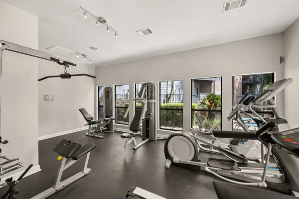 a view of a room with gym equipment