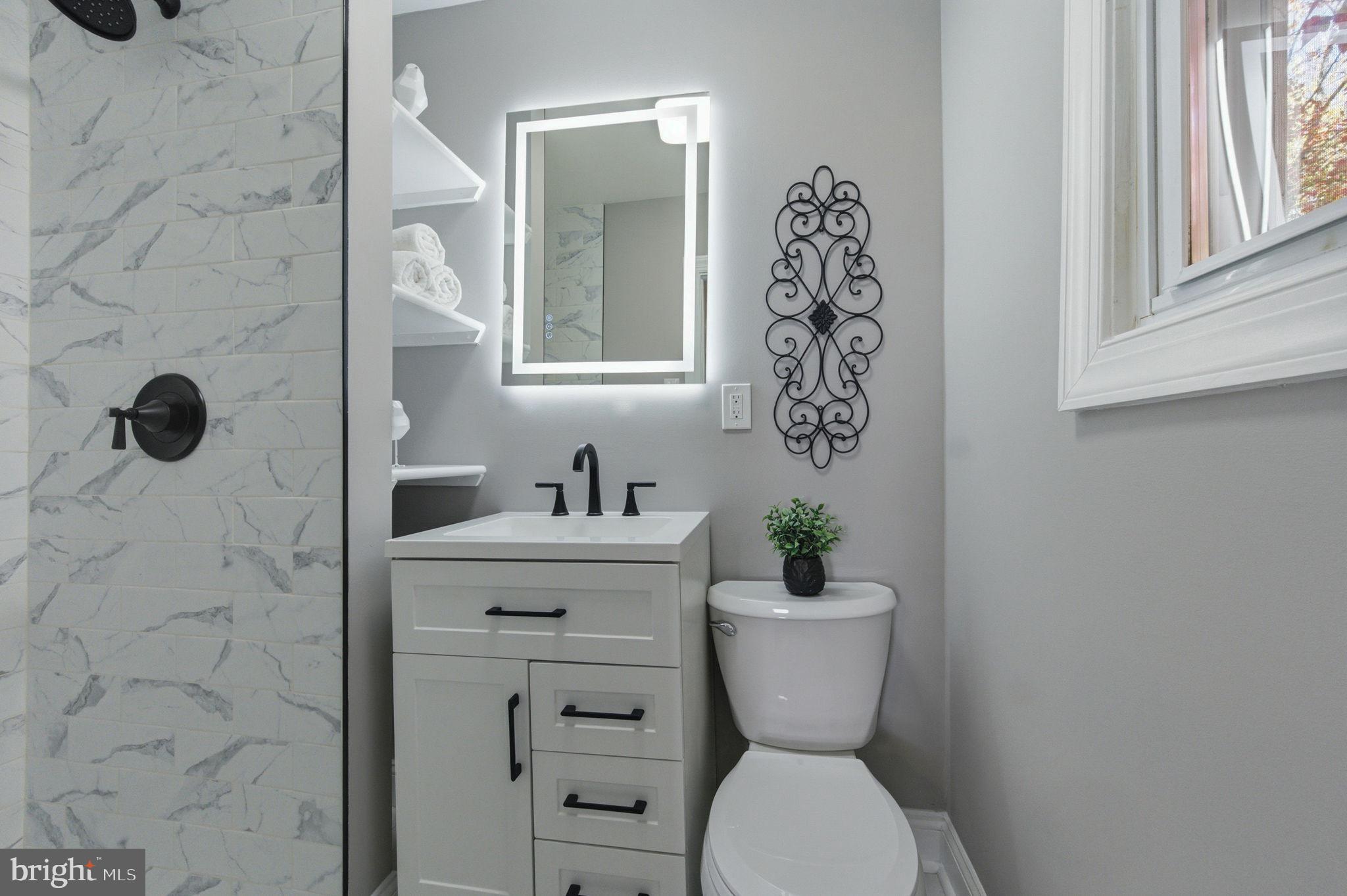 2247 Silverside Road Wilmington, DE 19810 - Photo 20 of 33 a bathroom with a toilet a sink and mirror