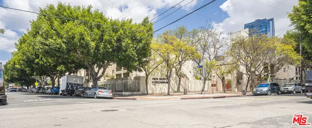front view of a building with a street