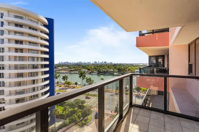a view of balcony with furniture