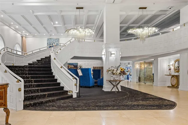 a view of a hallway with staircase