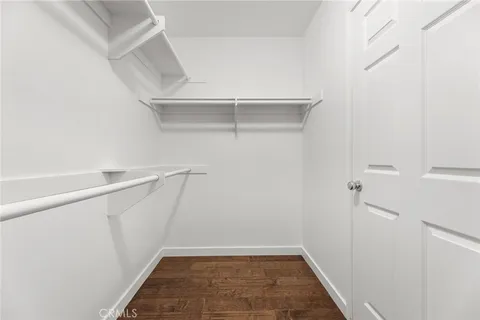 a view of an empty walk in closet