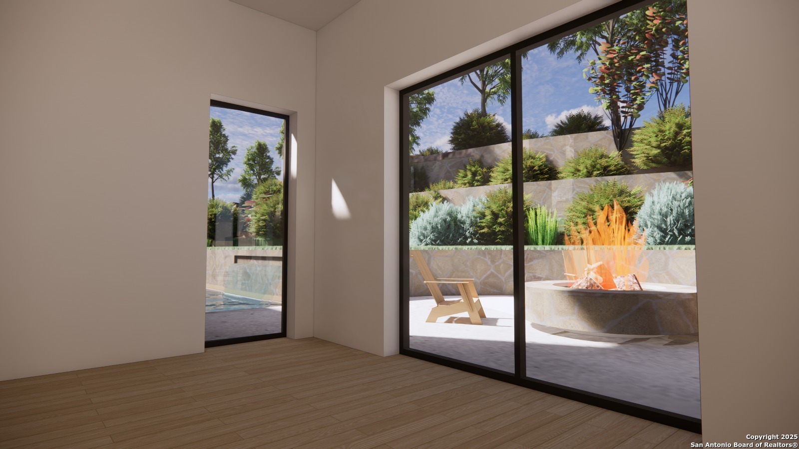 502 Winding Ravine San Antonio, TX 78258 - Photo 21 of 25 an empty room with wooden floor and windows