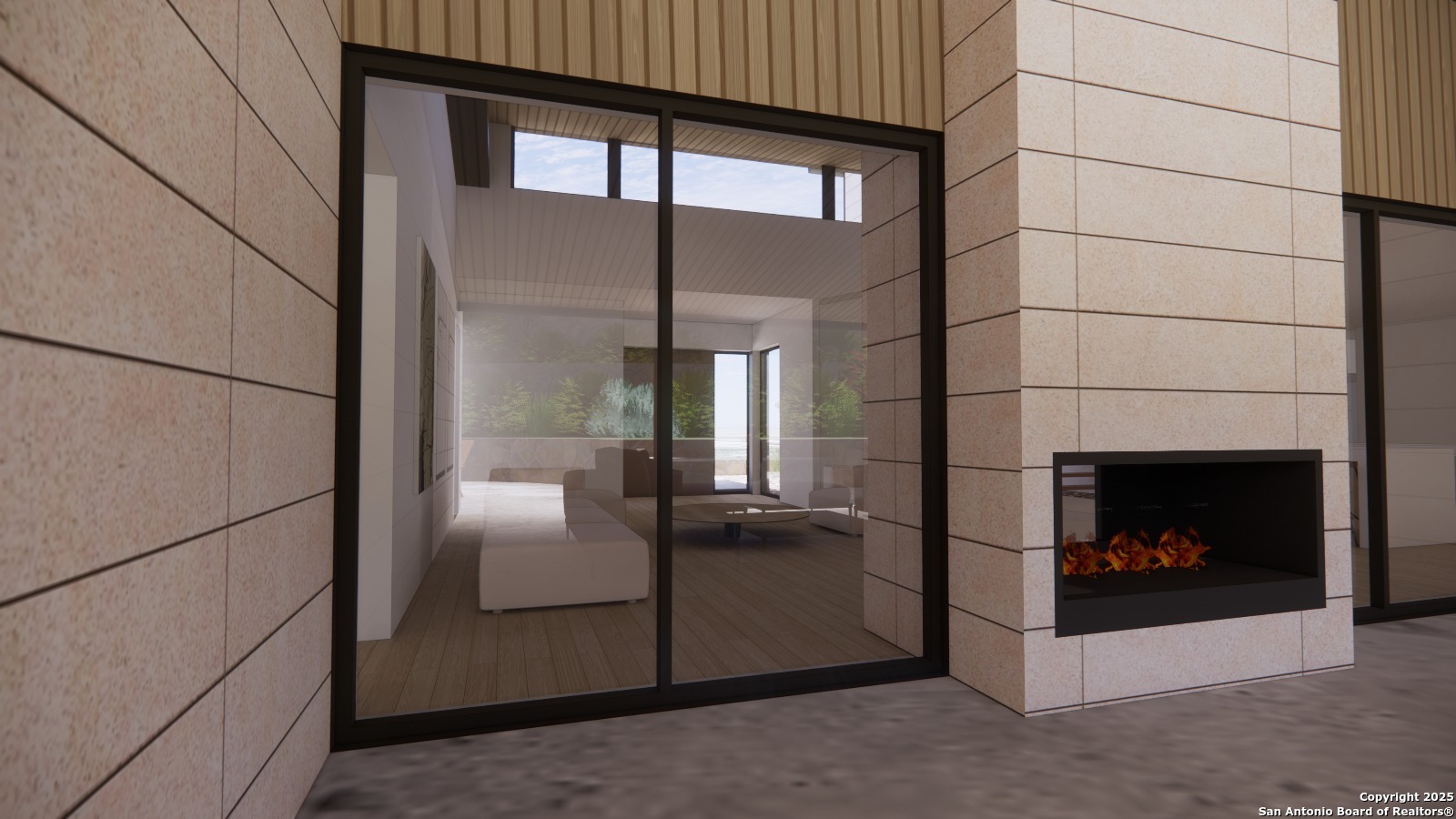 502 Winding Ravine San Antonio, TX 78258 - Photo 24 of 25 a living room with furniture a fireplace and entryway