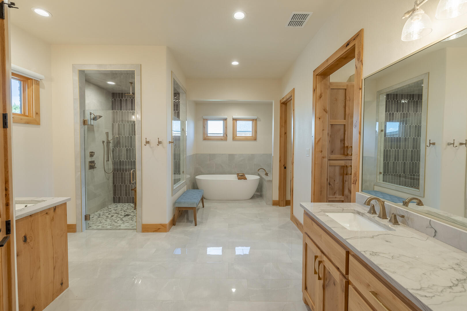 9018 County Road 6850 Lubbock, TX 79407 - Photo 64 of 103 a bathroom with a granite countertop sink mirror and double