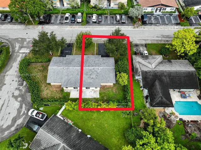 an aerial view of a house