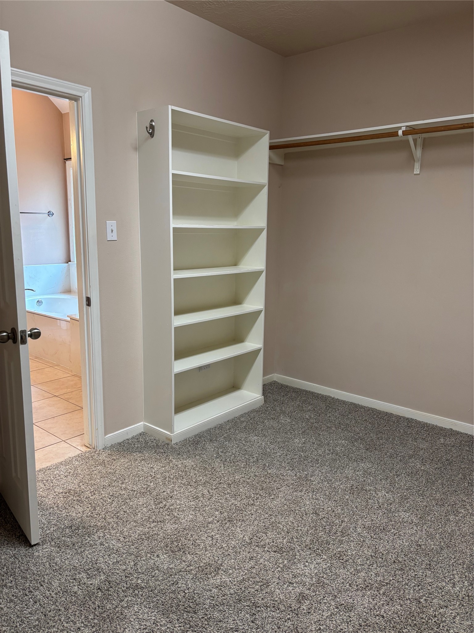 3238 Glenforest Road Montgomery, TX 77356 - Photo 26 of 41 spacious walk-in closet with carpeted flooring, built-in shelving, and a hanging rod. I