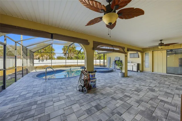 a view of a porch with a backyard