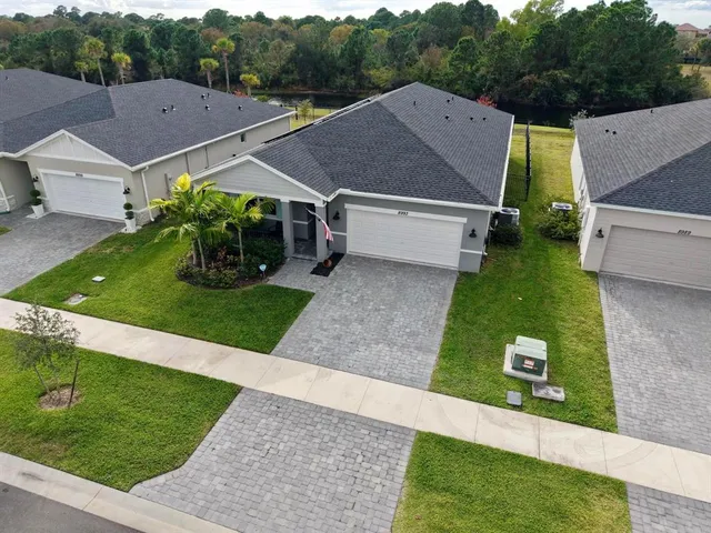an aerial view of a house