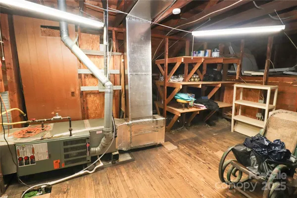 a storage room with furniture