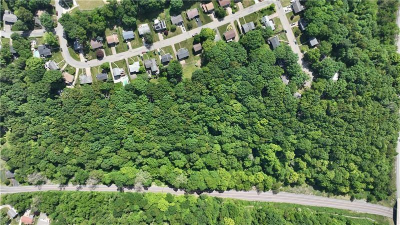 a view of a large yard with lots of green space