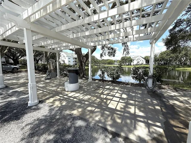 a view of a yard with a large trees