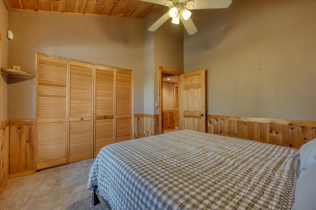 71 Andy Court Morganton, GA 30560 - Photo 24 of 43 a bedroom with a bed and a chandelier