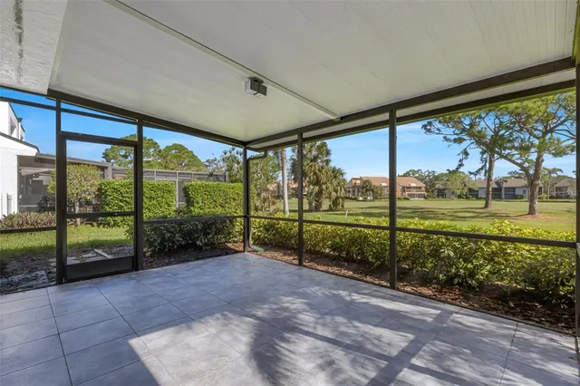 a view of a porch with a yard