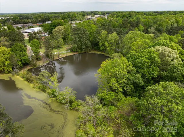 a view of a lake with a city