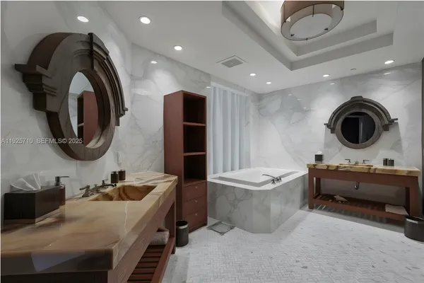 a room with a bed and furniture