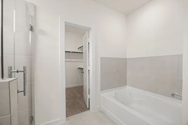a bathroom with a bathtub