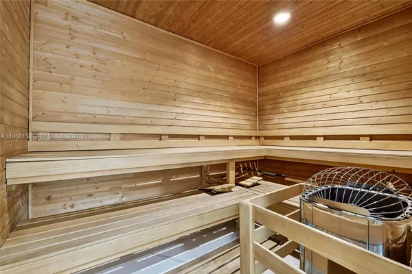 a view of a room with racks on the wall