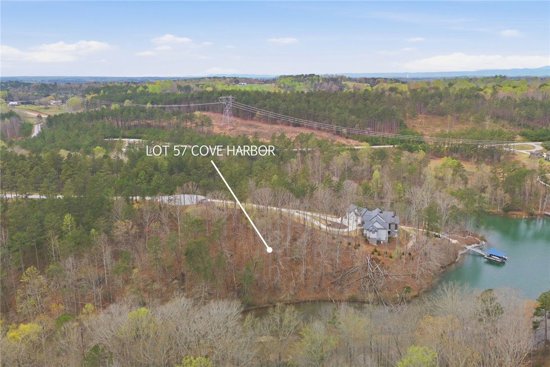154 Bailey Street Six Mile, SC 29682 - Photo 12 of 22 This aerial view showcases a waterfront lot nestled amongst mature trees with scenic lake views.