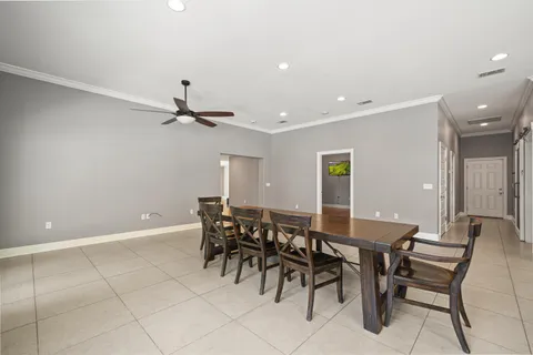 a view of a dining area with furniture