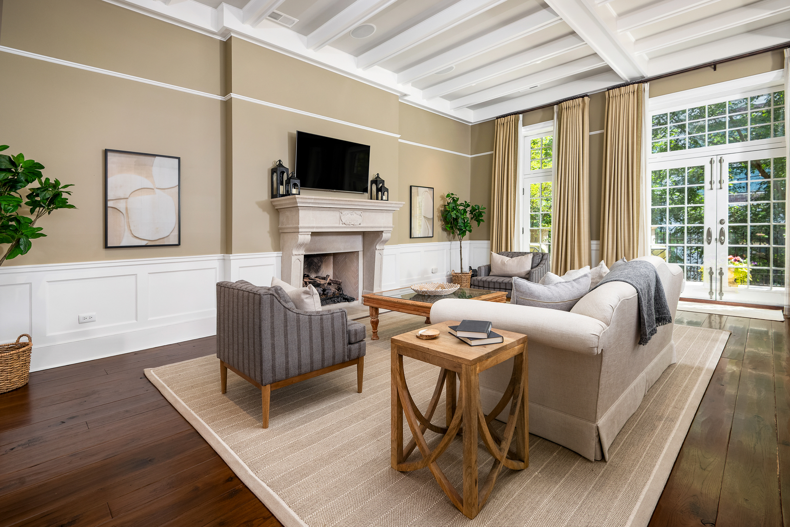 446 West Huron Street Chicago, IL 60654 - Photo 13 of 45 a living room with furniture a flat screen tv and a fireplace