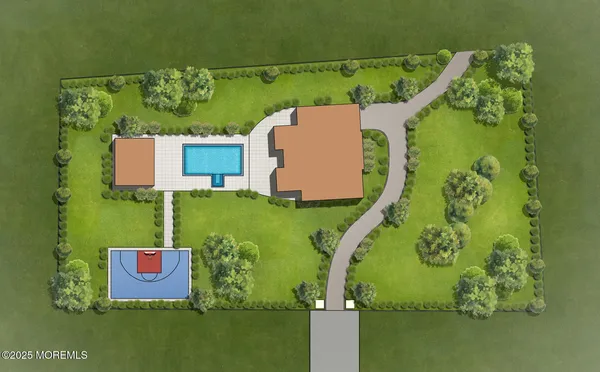 an aerial view of a house
