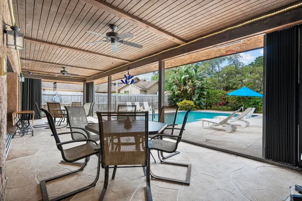 a outdoor space with furniture