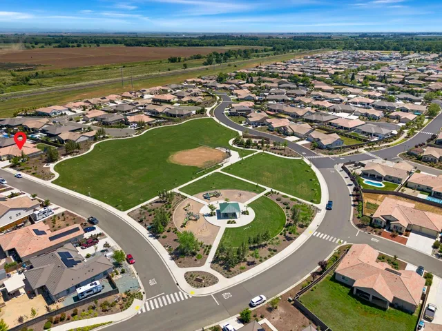 an aerial view of a house