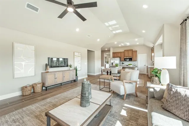 a living room with furniture