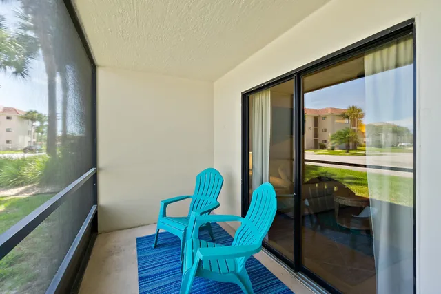 a garden view with a seating space