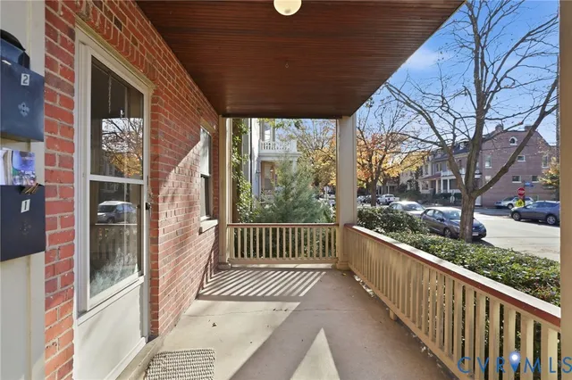 a view of a porch with a yard