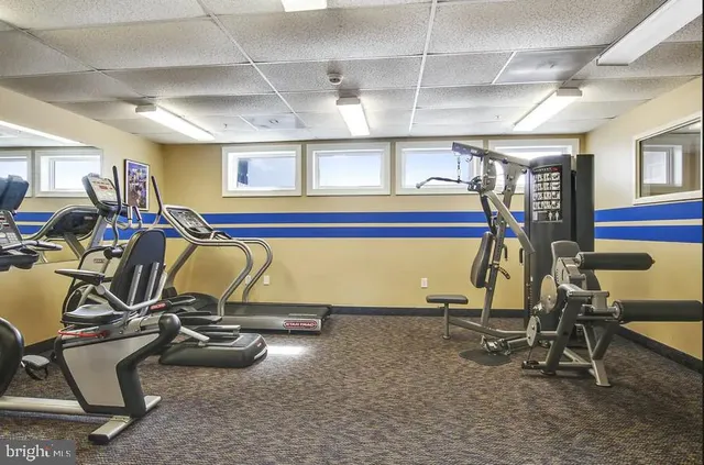a view of a room with gym equipment