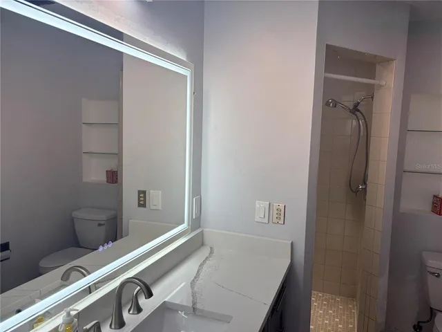 a bathroom with a bathtub