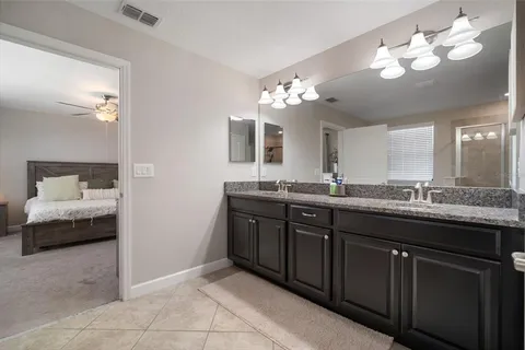 an aerial view of a house with a garden