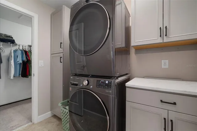 an aerial view of residential building with parking space