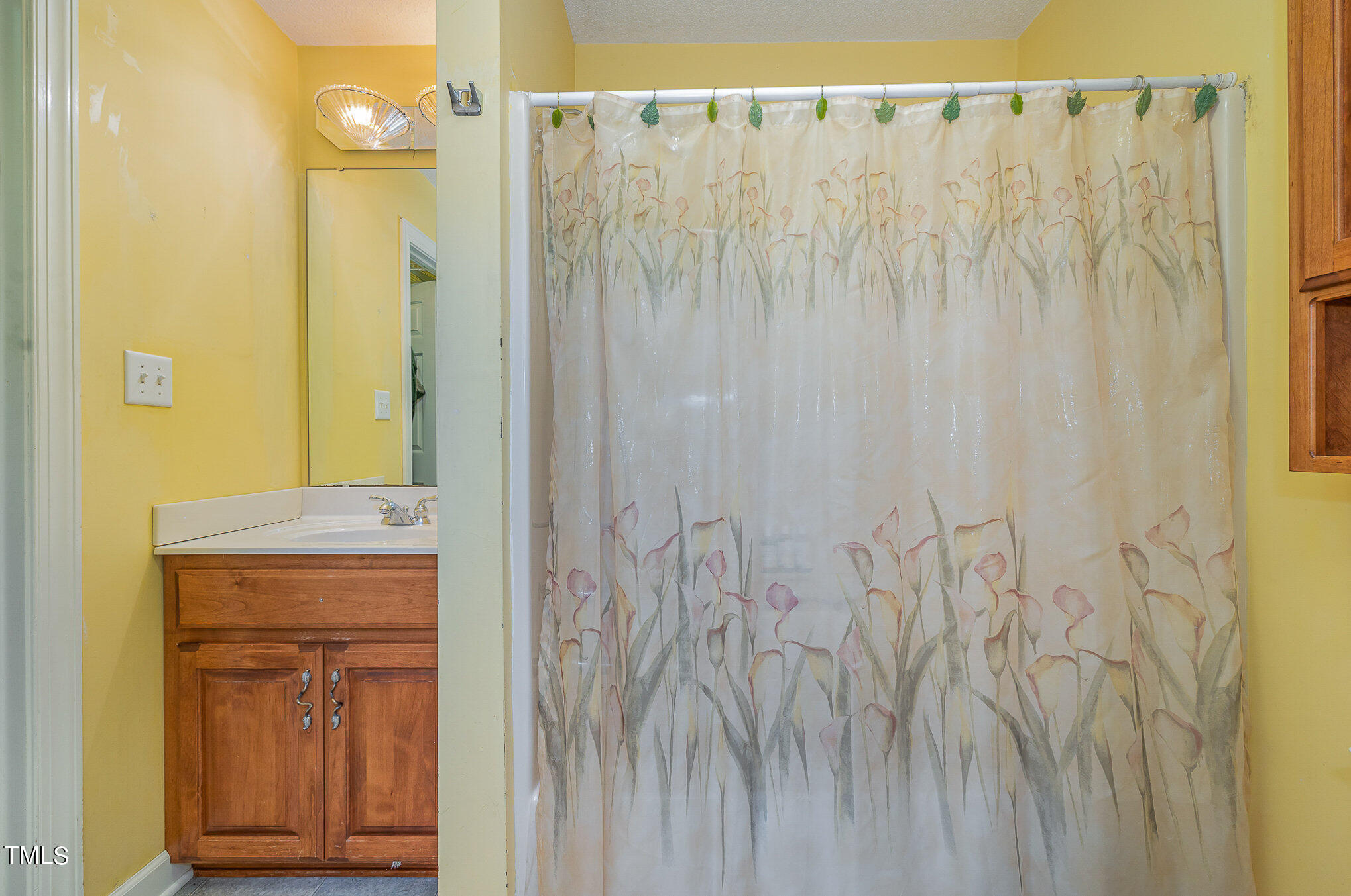 2887 Micro Road West Selma, NC 27576 - Photo 37 of 48 a bathroom with a shower curtain and a sink