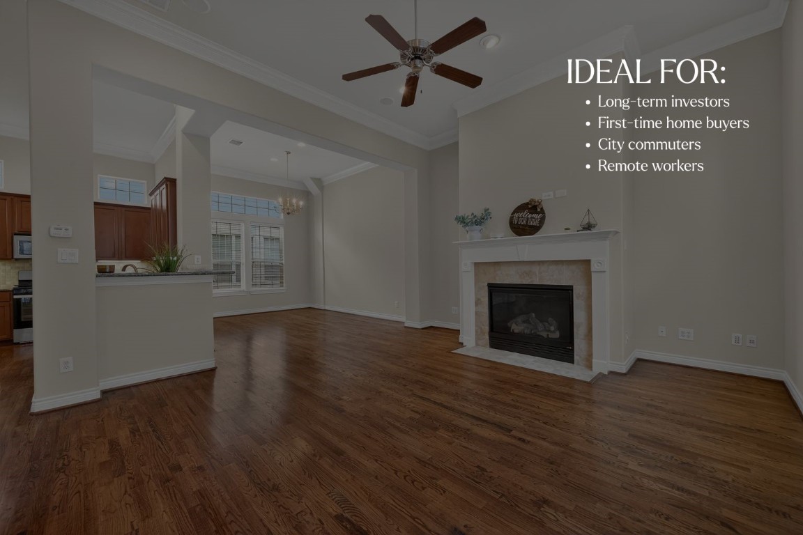 5938 Kansas Street Houston, TX 77007 - Photo 9 of 30 a view of a kitchen with microwave and wooden floor