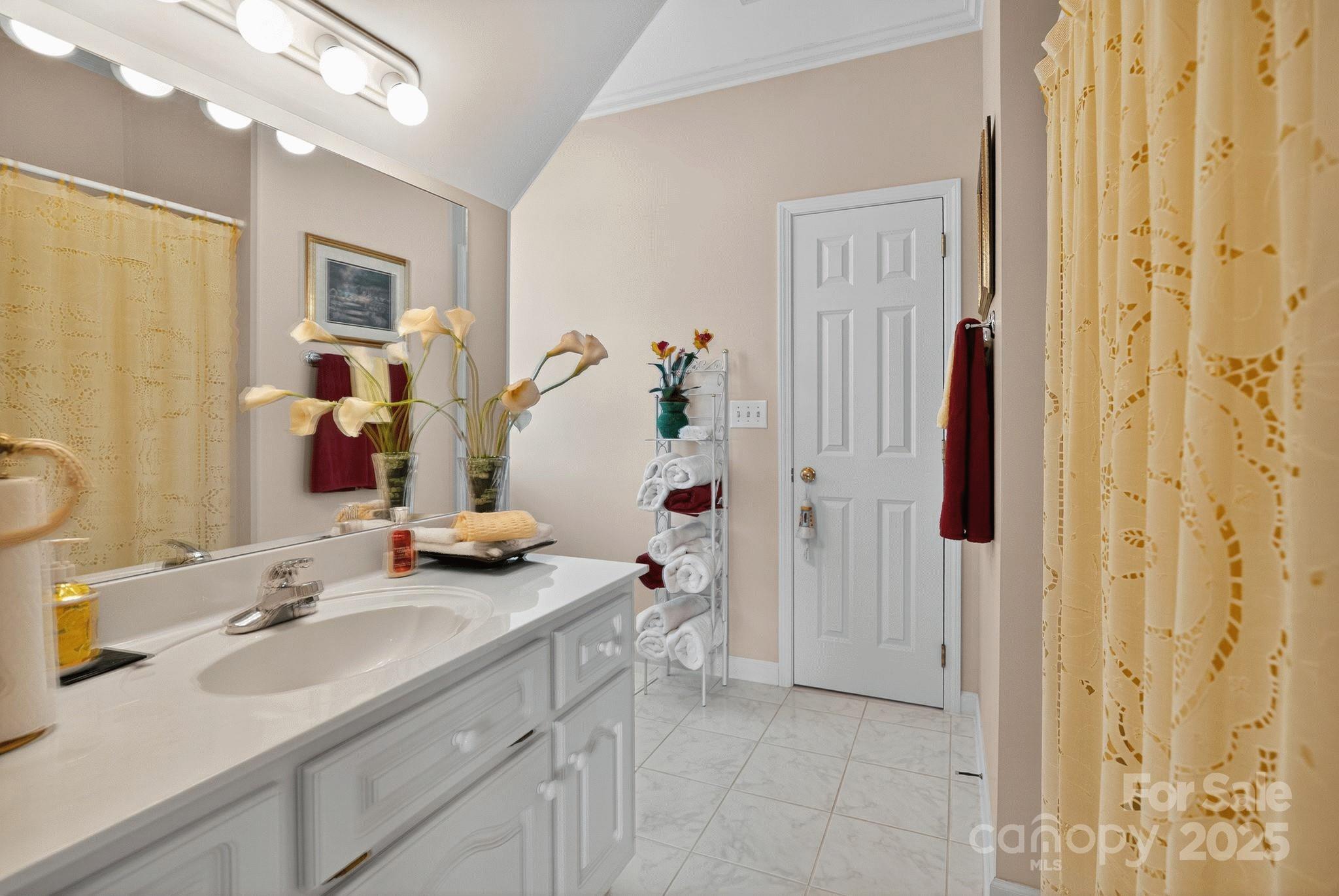 1004 Brockman Road Greer, SC 29651 - Photo 16 of 46 a bathroom with a double vanity sink a mirror a shower and a bathtub