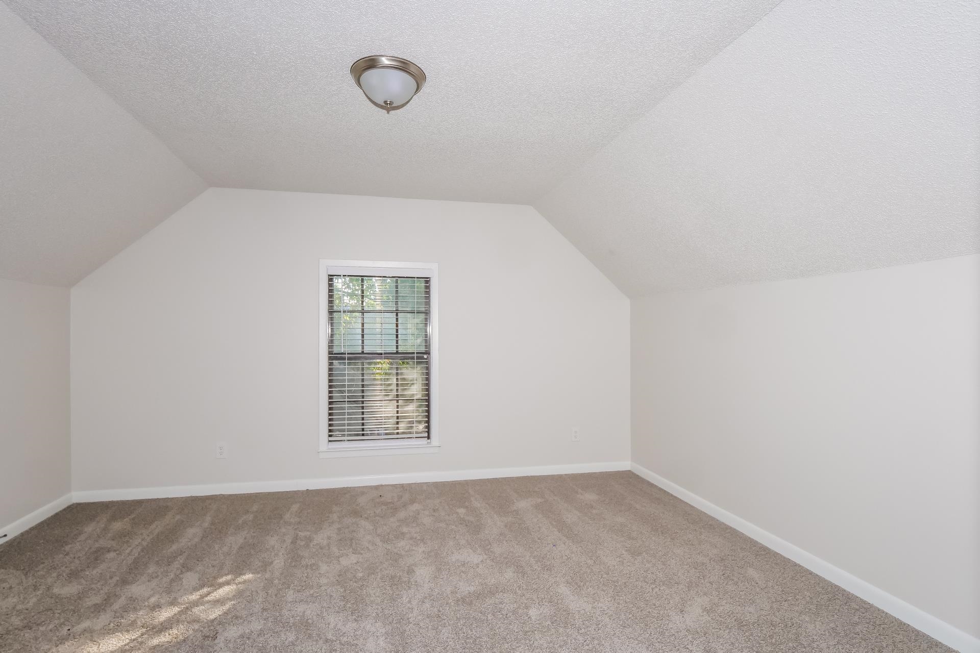 1441 Sandy Stone Lane Memphis, TN 38016 - Photo 14 of 18 Additional living space featuring lofted ceiling, carpet floors, and a textured ceiling