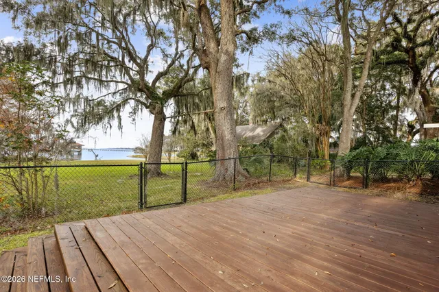 a view of lake and deck