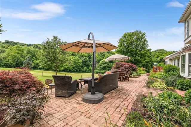 a view of a lake with a big yard