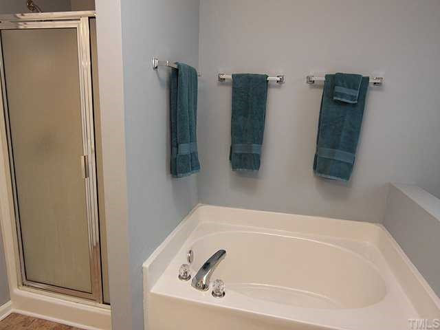 76 Old Tree Court Willow Spring, NC 27592 - Photo 7 of 12 The master spa with separate tub and shower has recently been painted! Dual sinks with plenty of space, this bath has it all! Master Bath/Spa