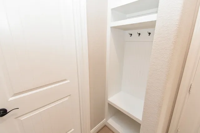 a view of small space with closet