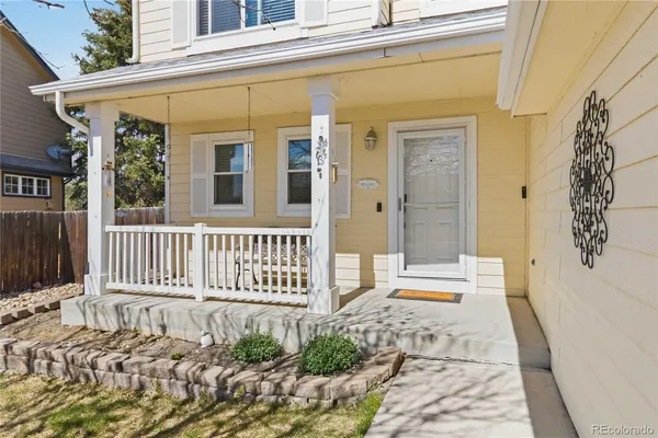 a porch with seating space