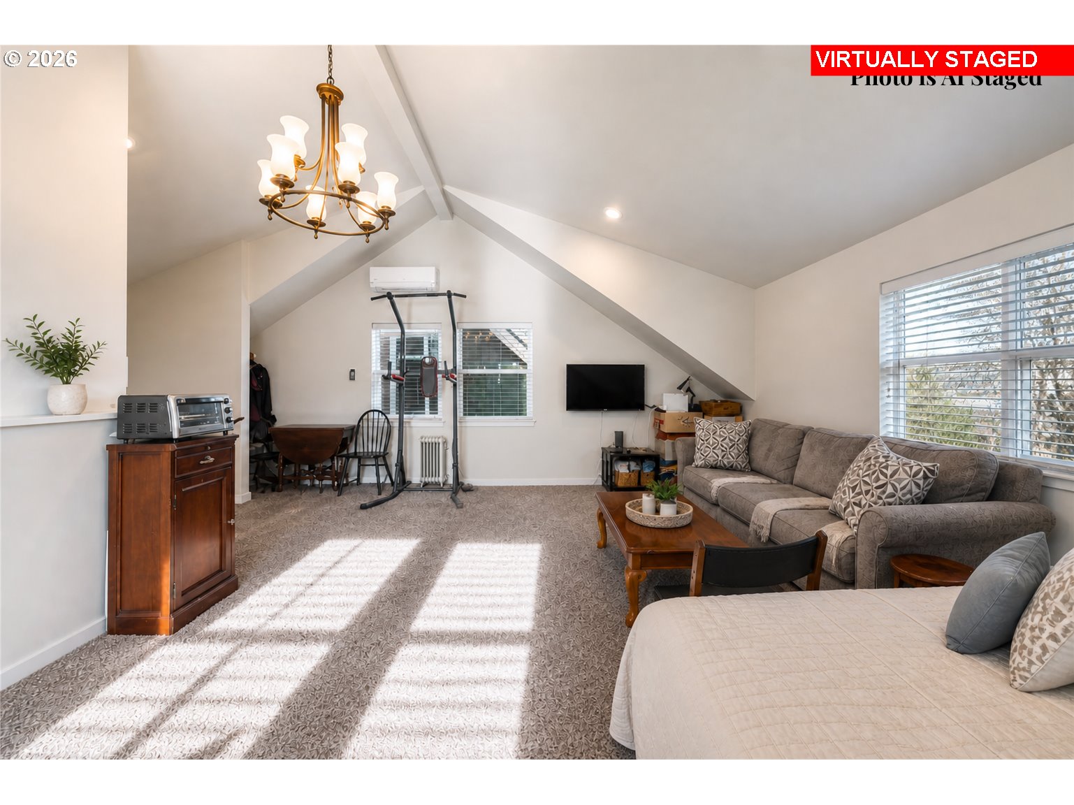 152 Maple Street Ashland, OR 97520 - Photo 27 of 27 a living room with furniture a dining table and a chandelier
